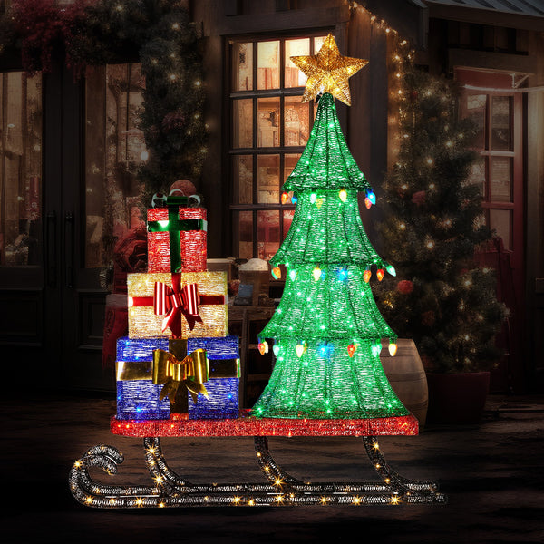 1.83M Sleigh Motif Light with Tree & Presents – 334 LEDs
