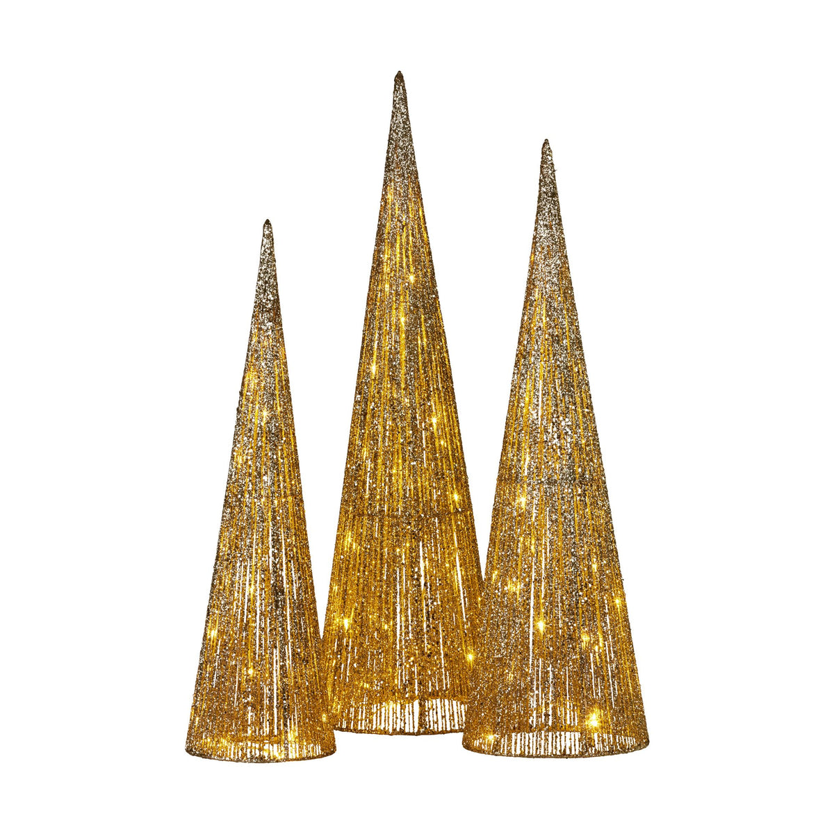 90CM Gold Cone Christmas Tree Set with 100 LED Lights