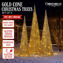 90CM Gold Cone Christmas Tree Set with 100 LED Lights