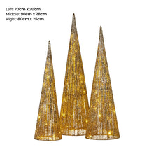 3 Piece LED Cone Christmas Tree Set – 90cm 80cm 70cm Warm White
