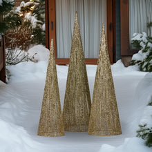 3 Piece LED Cone Christmas Tree Set – 90cm 80cm 70cm Warm White