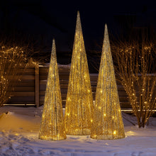 3 Piece LED Cone Christmas Tree Set – 90cm 80cm 70cm Warm White