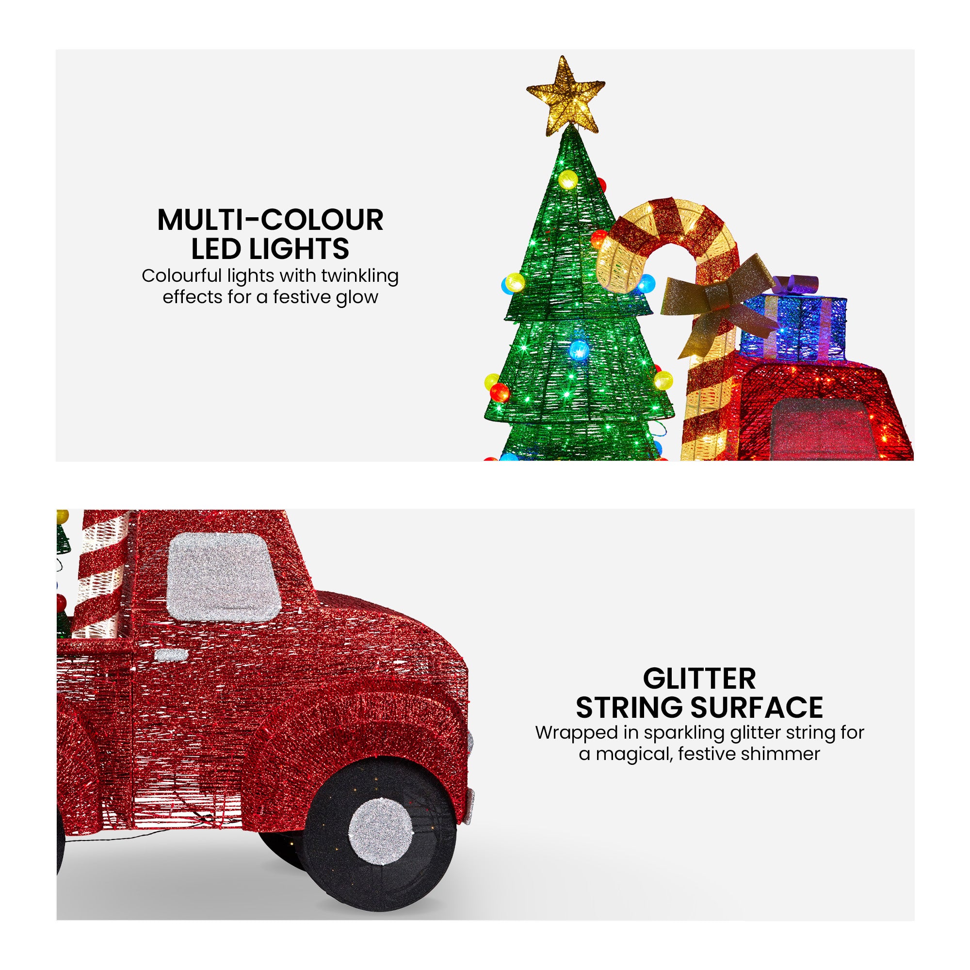 145cm LED Christmas Tree Truck Decoration – 380 Multi Colour Lights