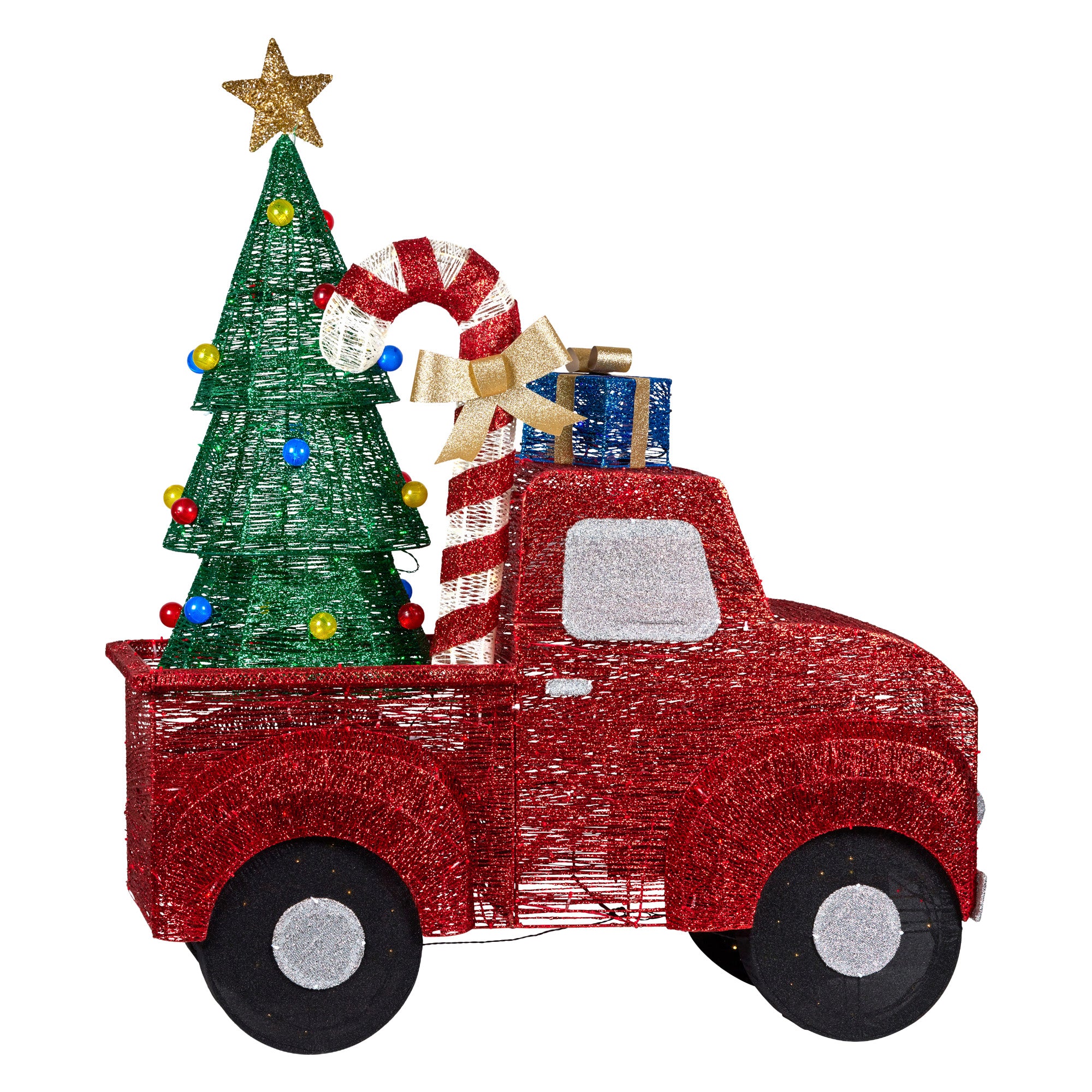 145cm LED Christmas Tree Truck Decoration – 380 Multi Colour Lights