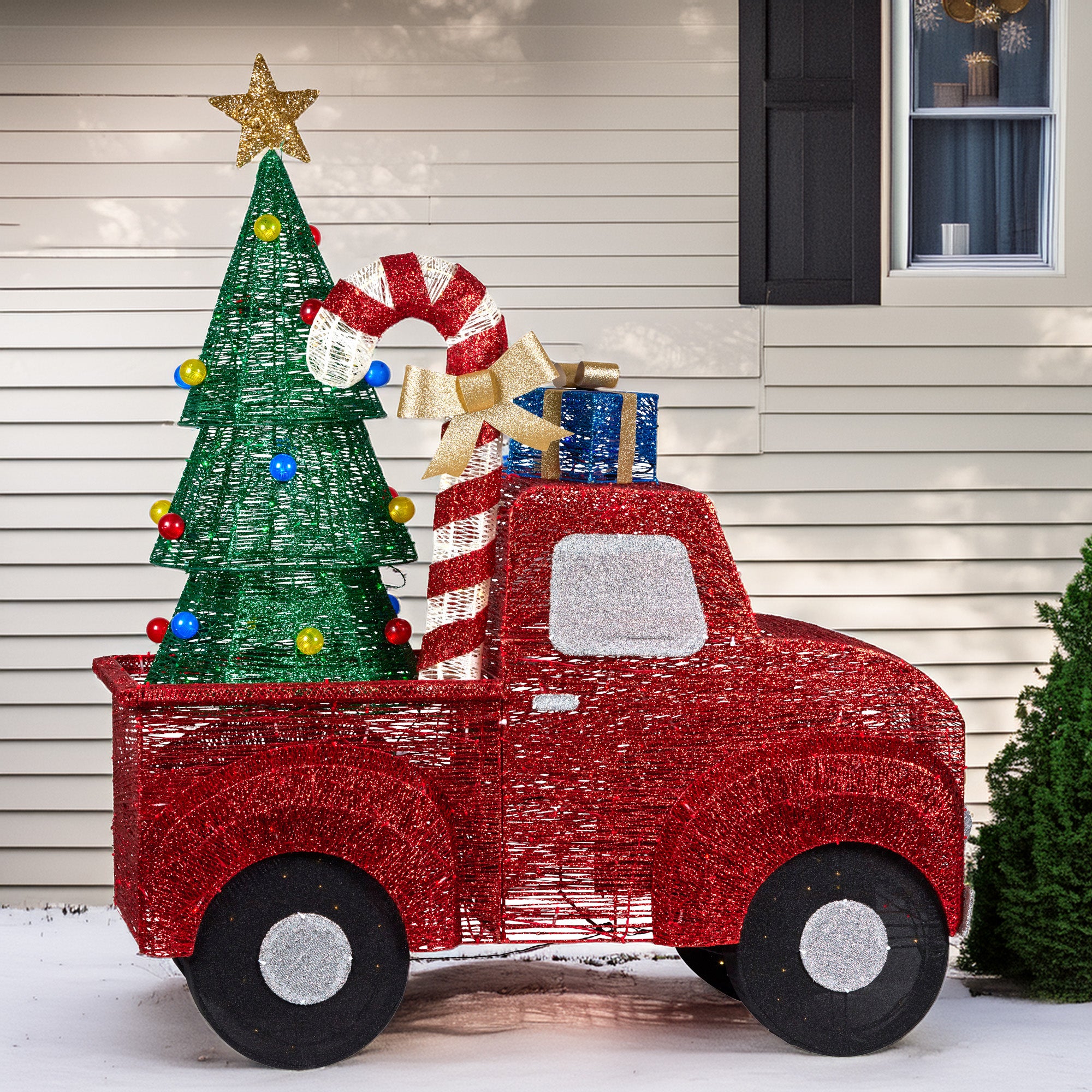 145cm LED Christmas Tree Truck Decoration – 380 Multi Colour Lights