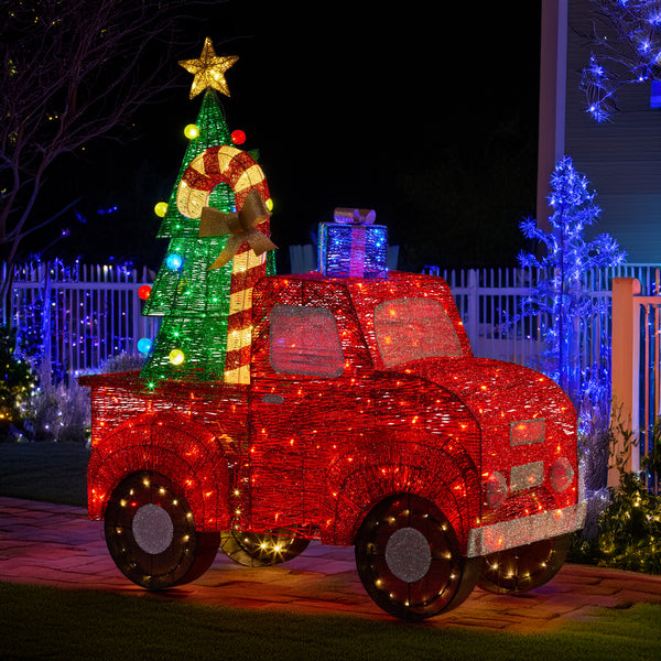 145cm LED Christmas Tree Truck Decoration – 380 Multi Colour Lights