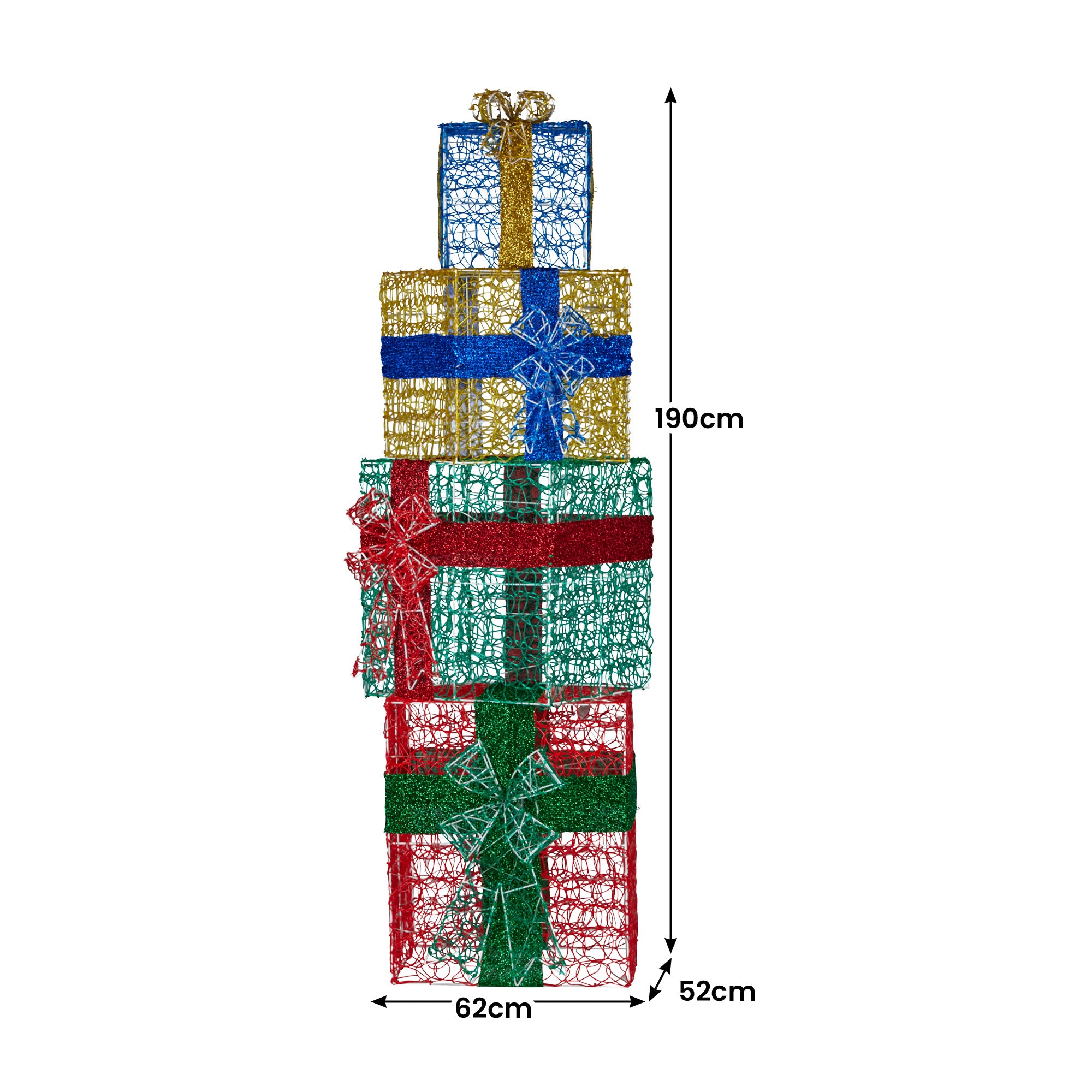 190cm LED Gift Box Stack Christmas Decoration – 390 Multi Colour Lights