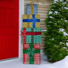 190cm LED Gift Box Stack Christmas Decoration – 390 Multi Colour Lights