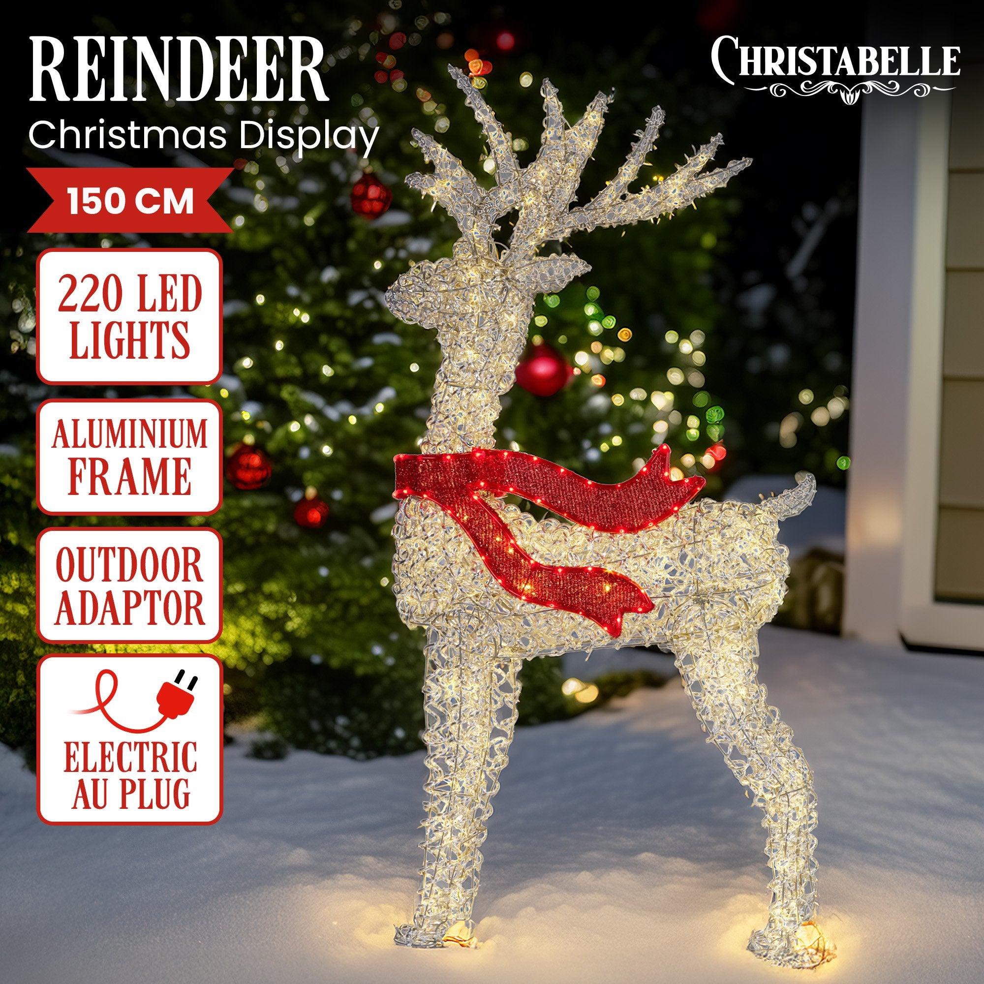 150CM Light-Up Reindeer Display with 220 LED Lights