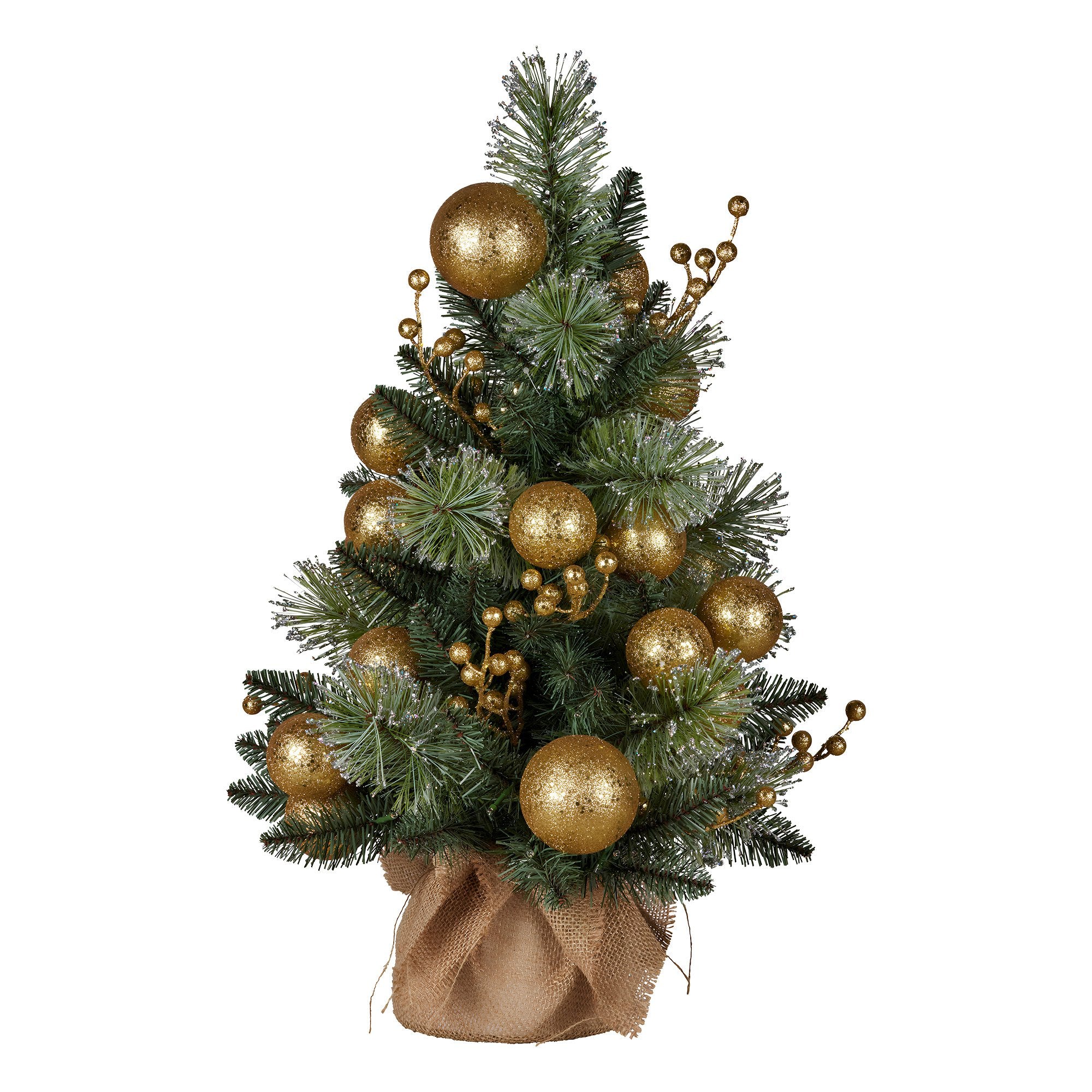 61CM Decorated Tabletop Christmas Tree – 80 Tips, 50 Warm White LED Lights