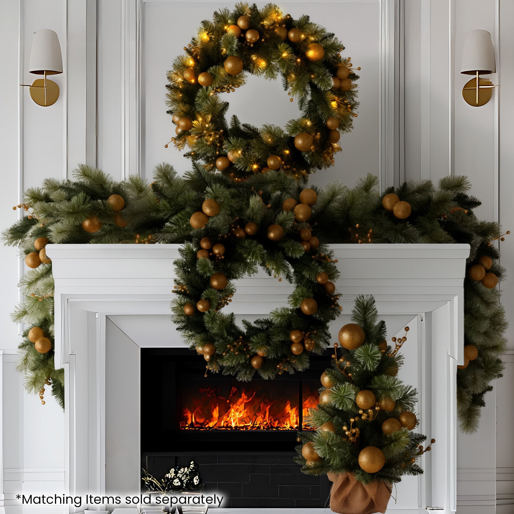 61CM Pre-Lit Gold Tabletop Christmas Tree with Warm White LEDs