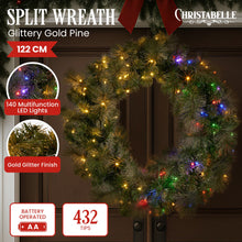 122CM Split Pre-Lit Christmas Wreath Set for Double Doors with LEDs