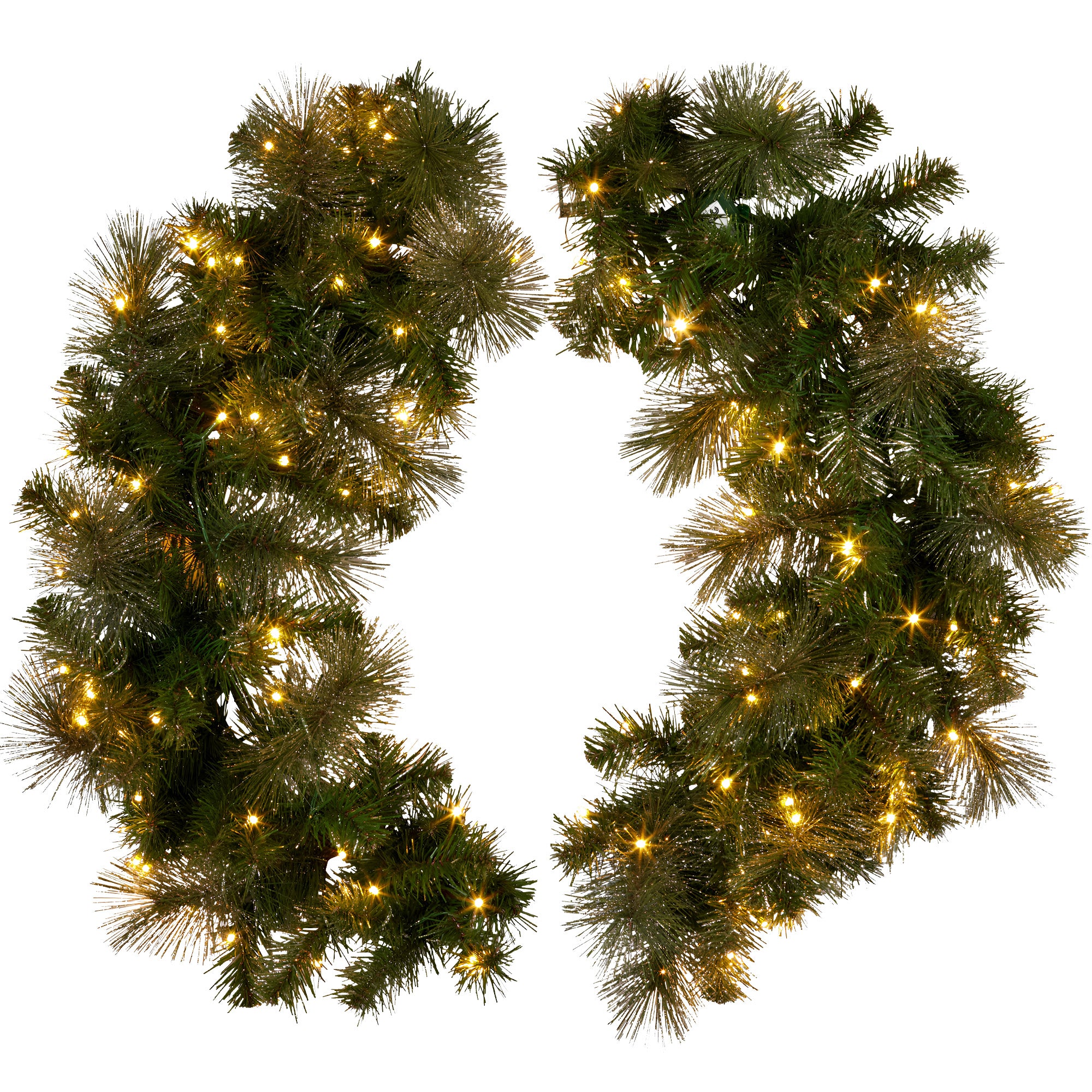 122cm Split Pre-Lit Christmas Wreath – 432 Tips, 140 LED (2 Piece)