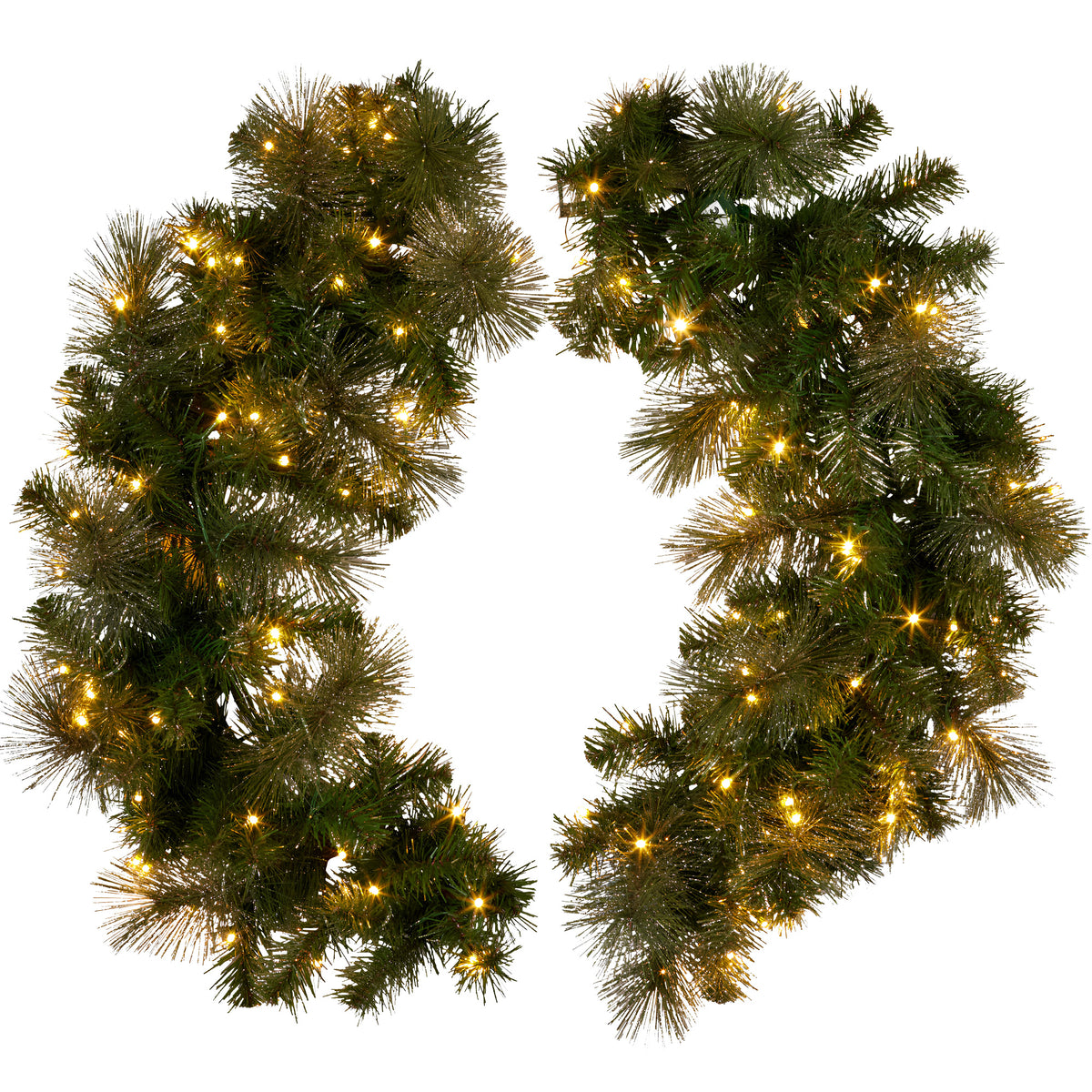 122CM Split Pre-Lit Christmas Wreath Set for Double Doors with LEDs