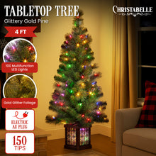 4FT Pre-Lit Glitter Gold Christmas Tree with 100 Multi-Function LEDs