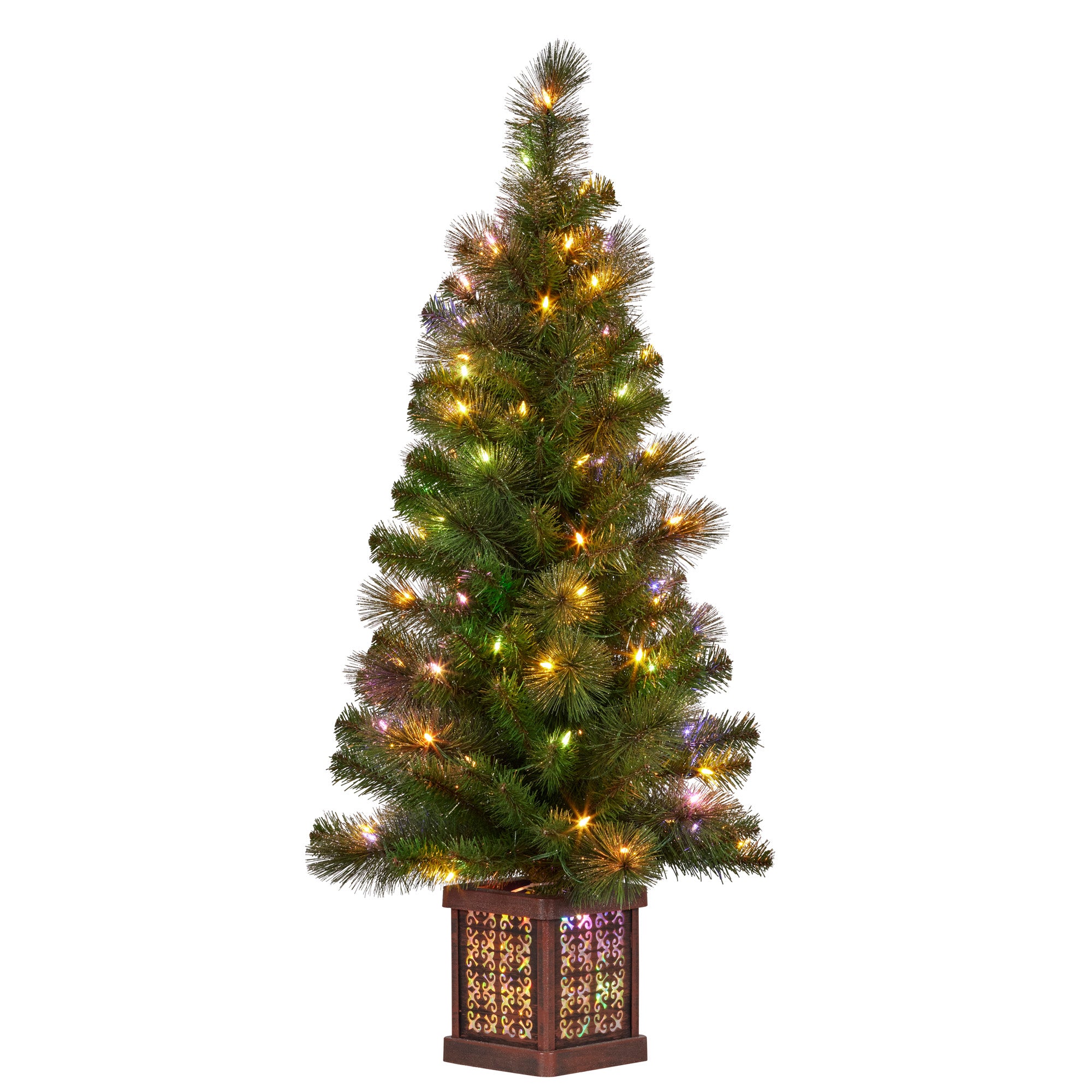 4FT Pre-Lit Glitter Gold Christmas Tree with 100 Multi-Function LEDs