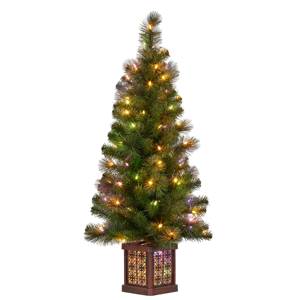 4FT Pre-Lit Glitter Gold Christmas Tree with 100 Multi-Function LEDs