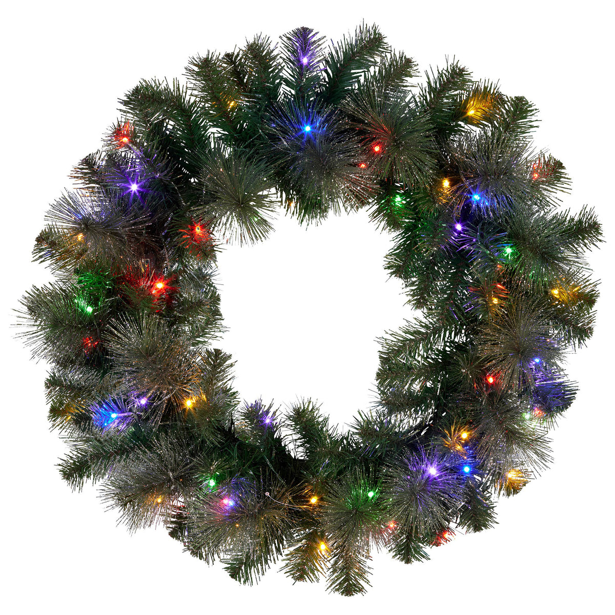 61cm Pre-Lit Christmas Wreath – Gold Pine, 50 LED Multi Function