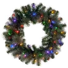 61cm Pre-Lit Christmas Wreath – Gold Pine, 50 LED Multi Function