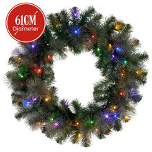 61cm Pre-Lit Christmas Wreath – Gold Pine, 50 LED Multi Function