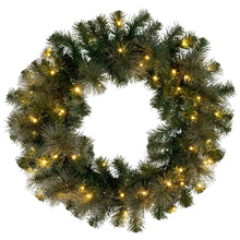 61cm Pre-Lit Christmas Wreath – Gold Pine, 50 LED Multi Function