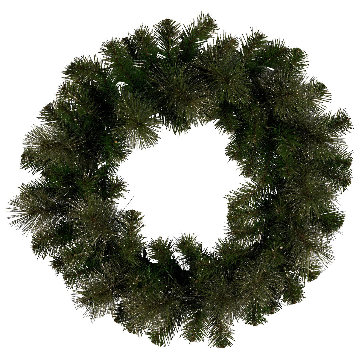 61CM Pre-Lit Glitter Pine Christmas Wreath with Multi-Colour LEDs
