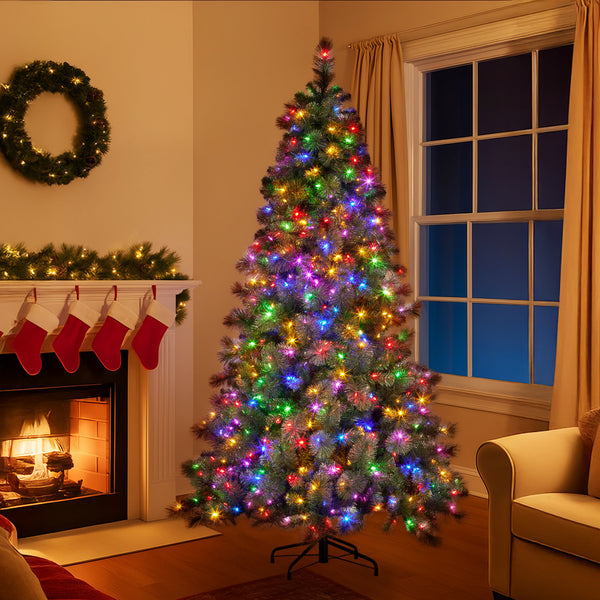 7.5FT Pre-Lit Gold Christmas Tree – 1143 Tips, 650 LED Lights