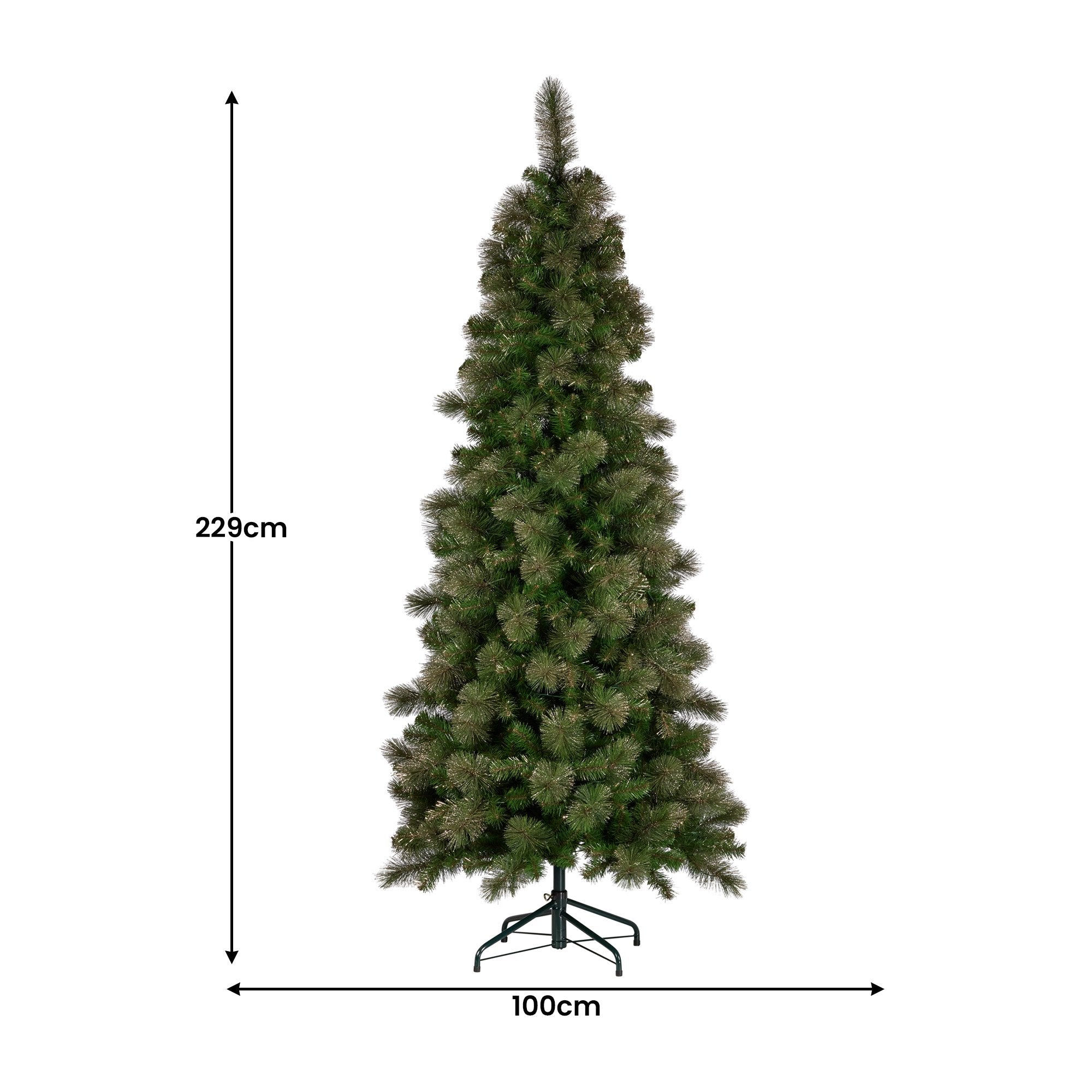 7.5FT Slim Pre-Lit Glitter Gold Christmas Tree with 400 LEDs