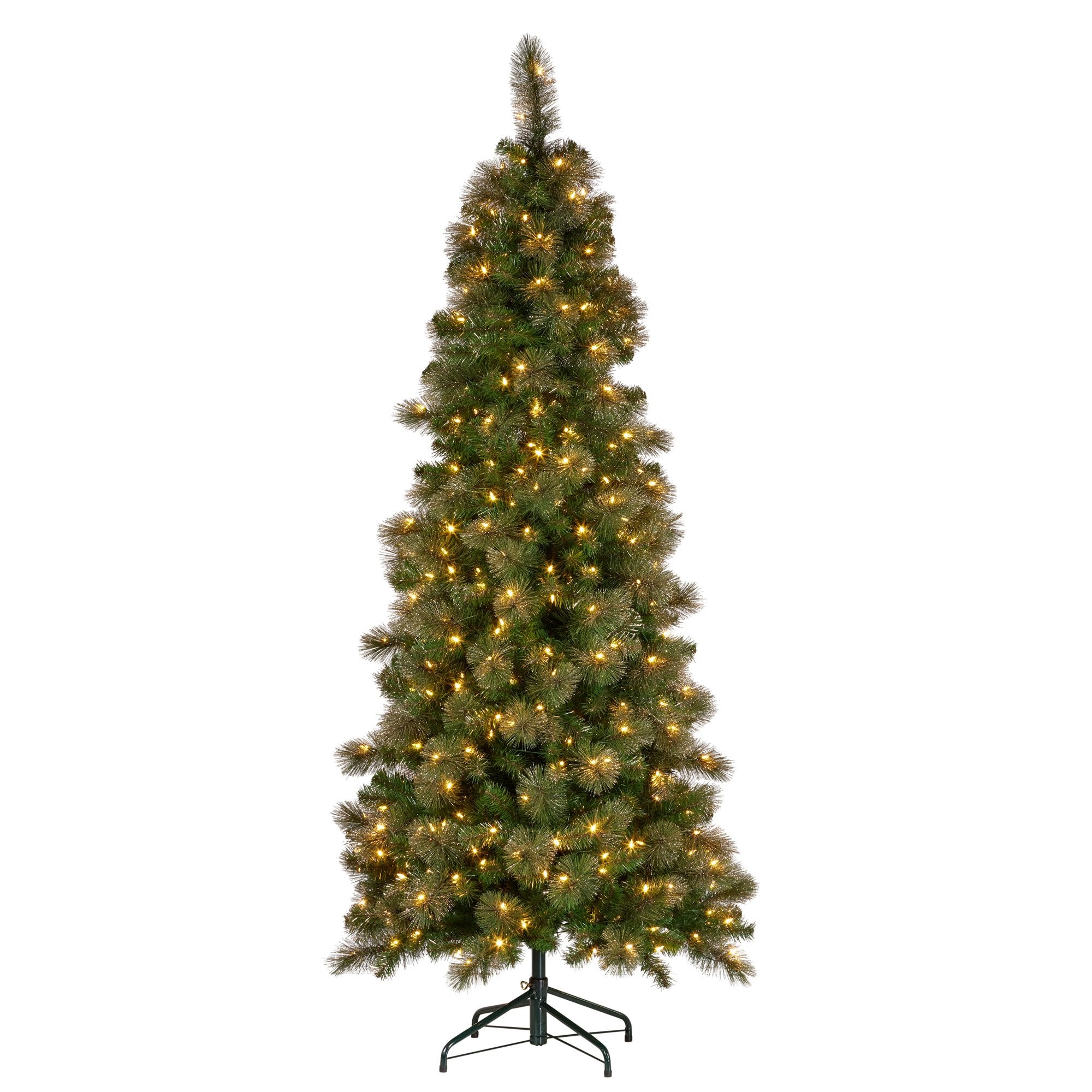 7.5FT Slim Pre-Lit Glitter Gold Christmas Tree with 400 LEDs