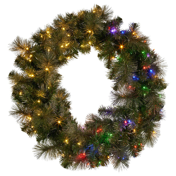 76CM Split Pre-Lit Christmas Wreath for Double Doors with 100 LEDs