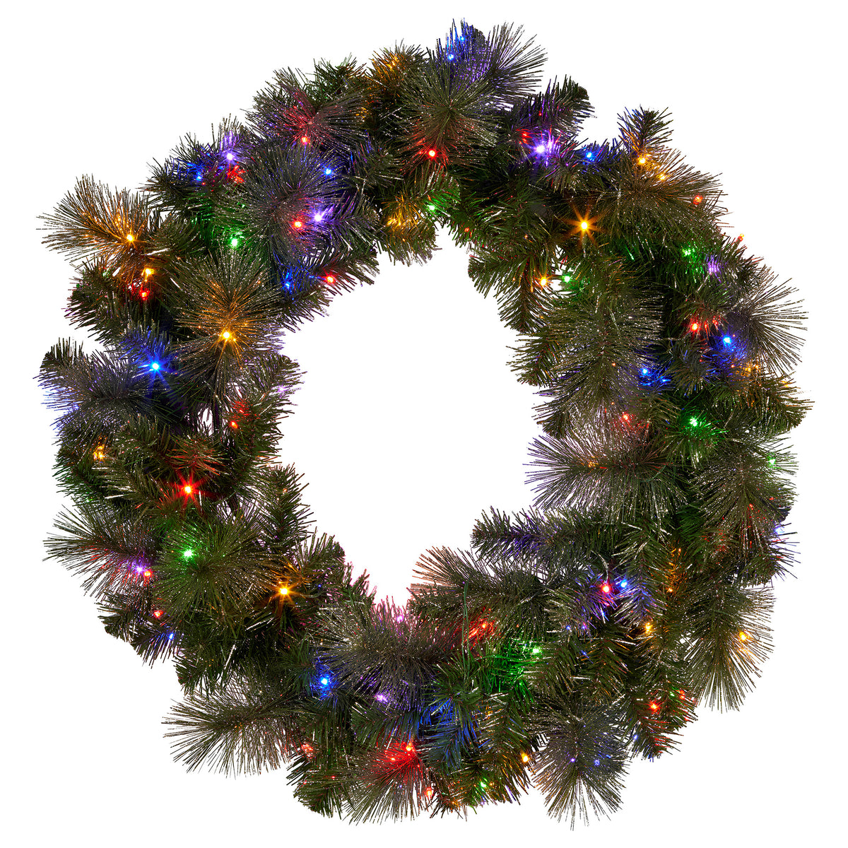 76CM Split Pre-Lit Christmas Wreath for Double Doors with 100 LEDs