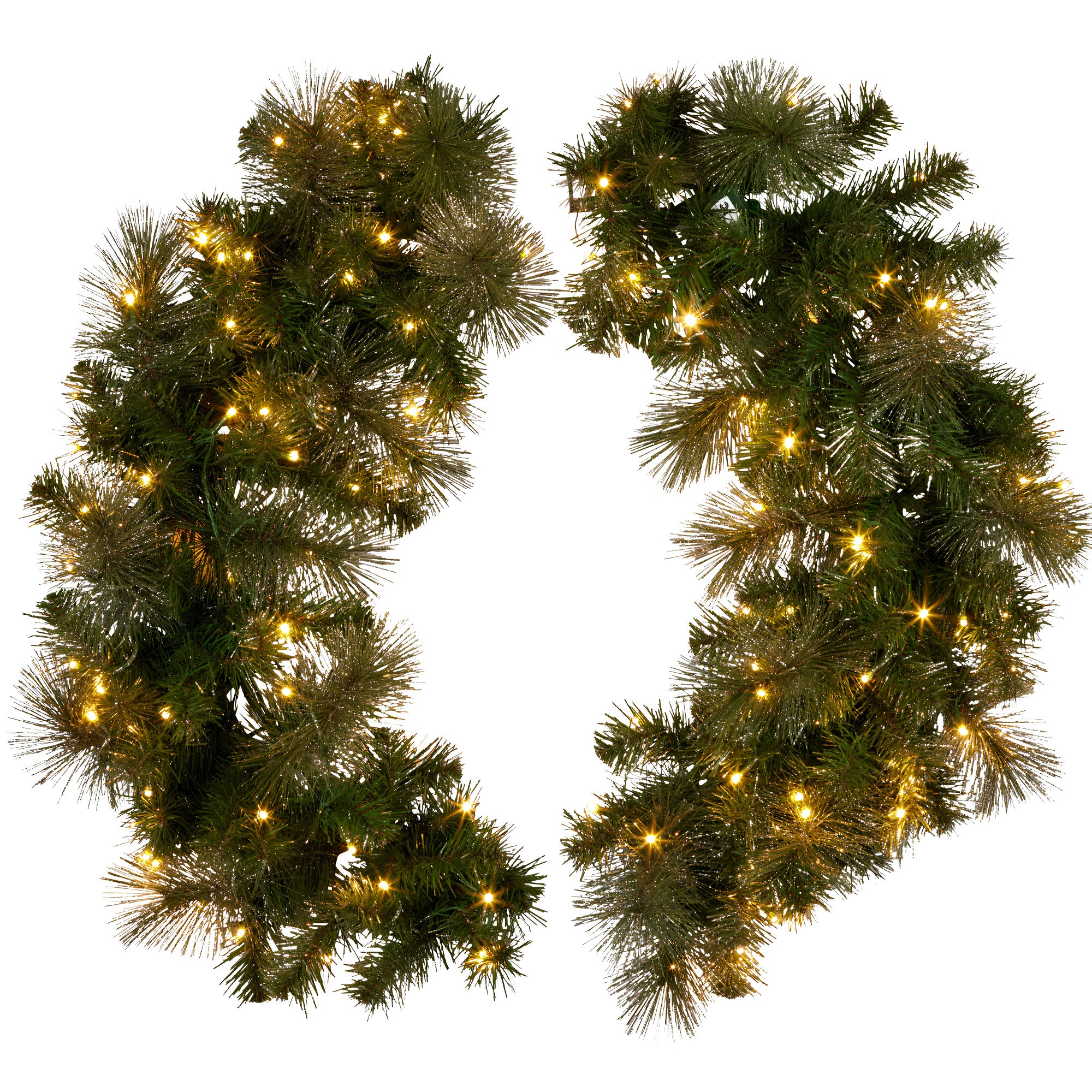 76cm Split Pre-Lit Christmas Wreath – 124 Tips, 100 LED (2 Piece)