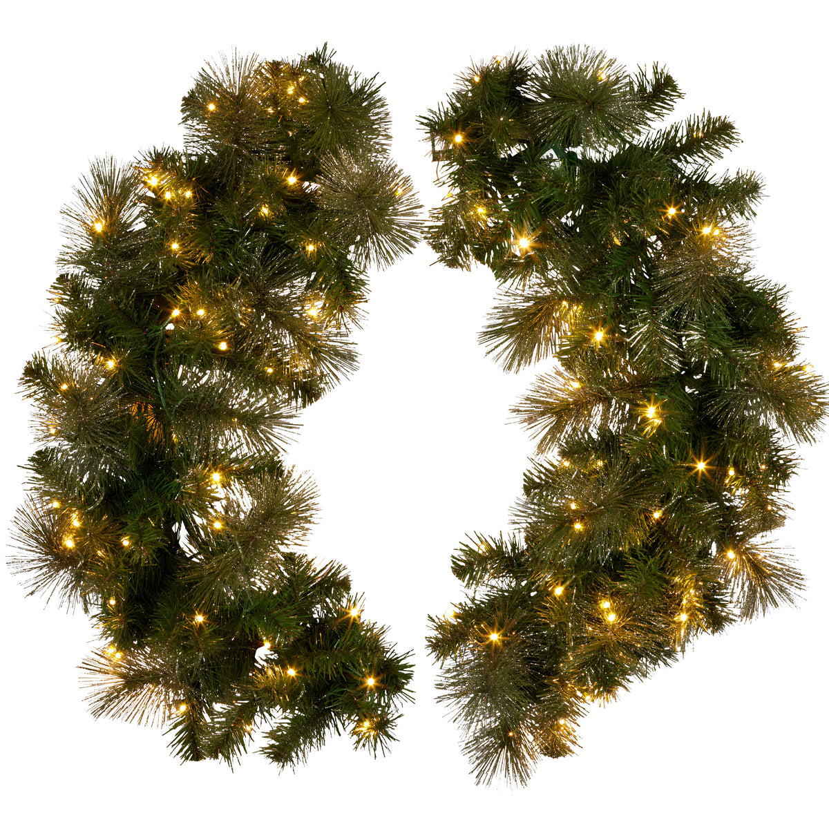 76CM Split Pre-Lit Christmas Wreath for Double Doors with 100 LEDs