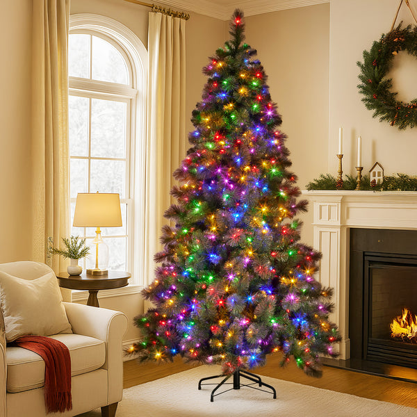 9FT Glitter Gold Christmas Tree – 2047 Tips, 850 Multicolour LED Lights