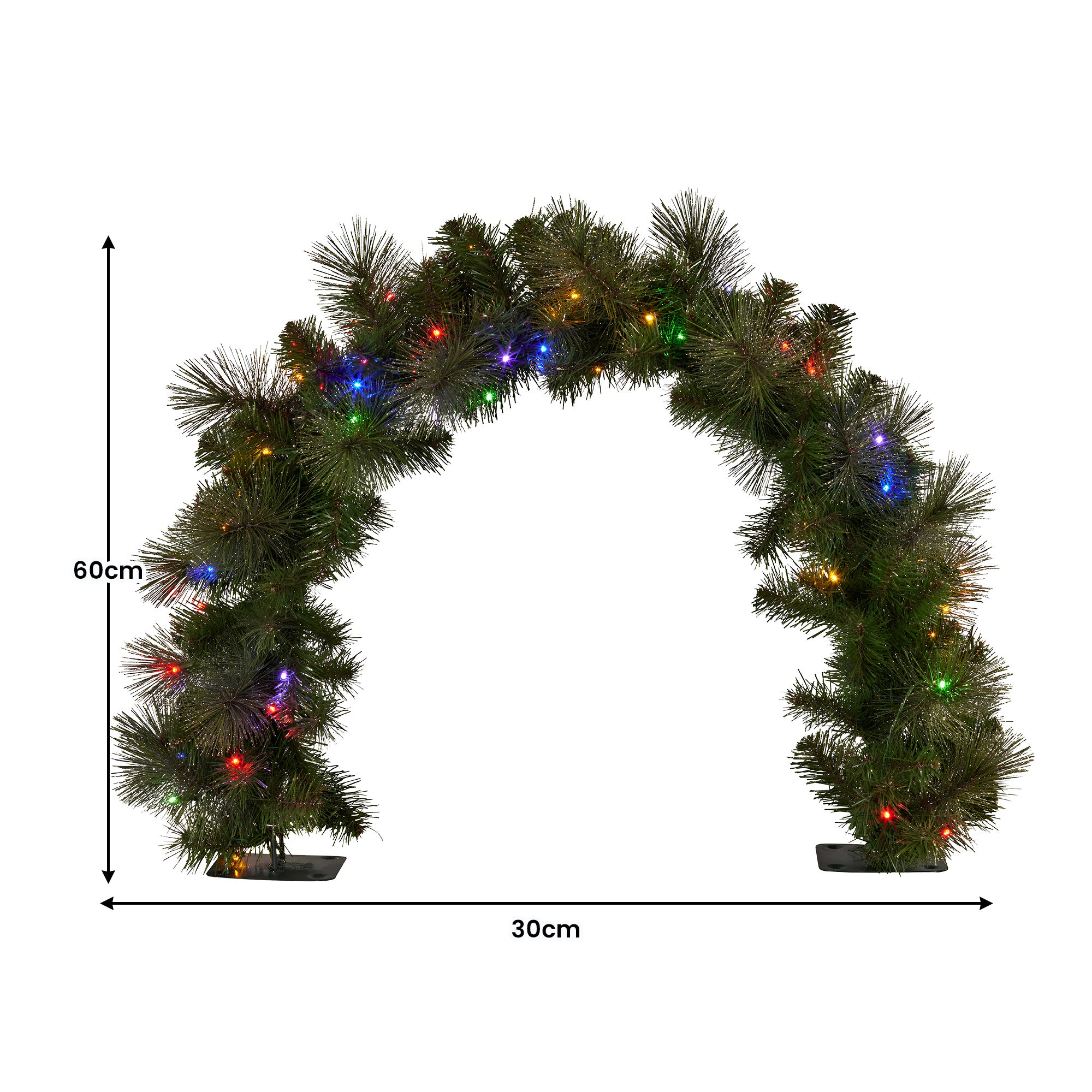 60cm Pre-Lit Christmas Archway Garland – 124 Tips, 50 LED