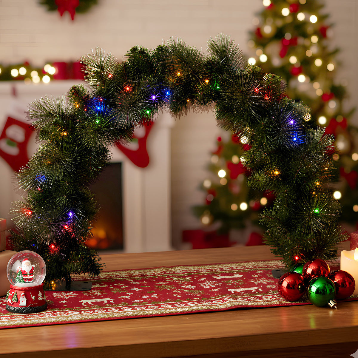 60cm Pre-Lit Christmas Archway Garland – 124 Tips, 50 LED