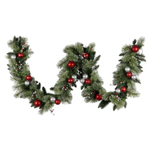 2.7M Pre-Lit Christmas Garland – Baubles & Berries, 70 LED Warm White