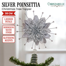 38CM Silver Poinsettia Tree Topper