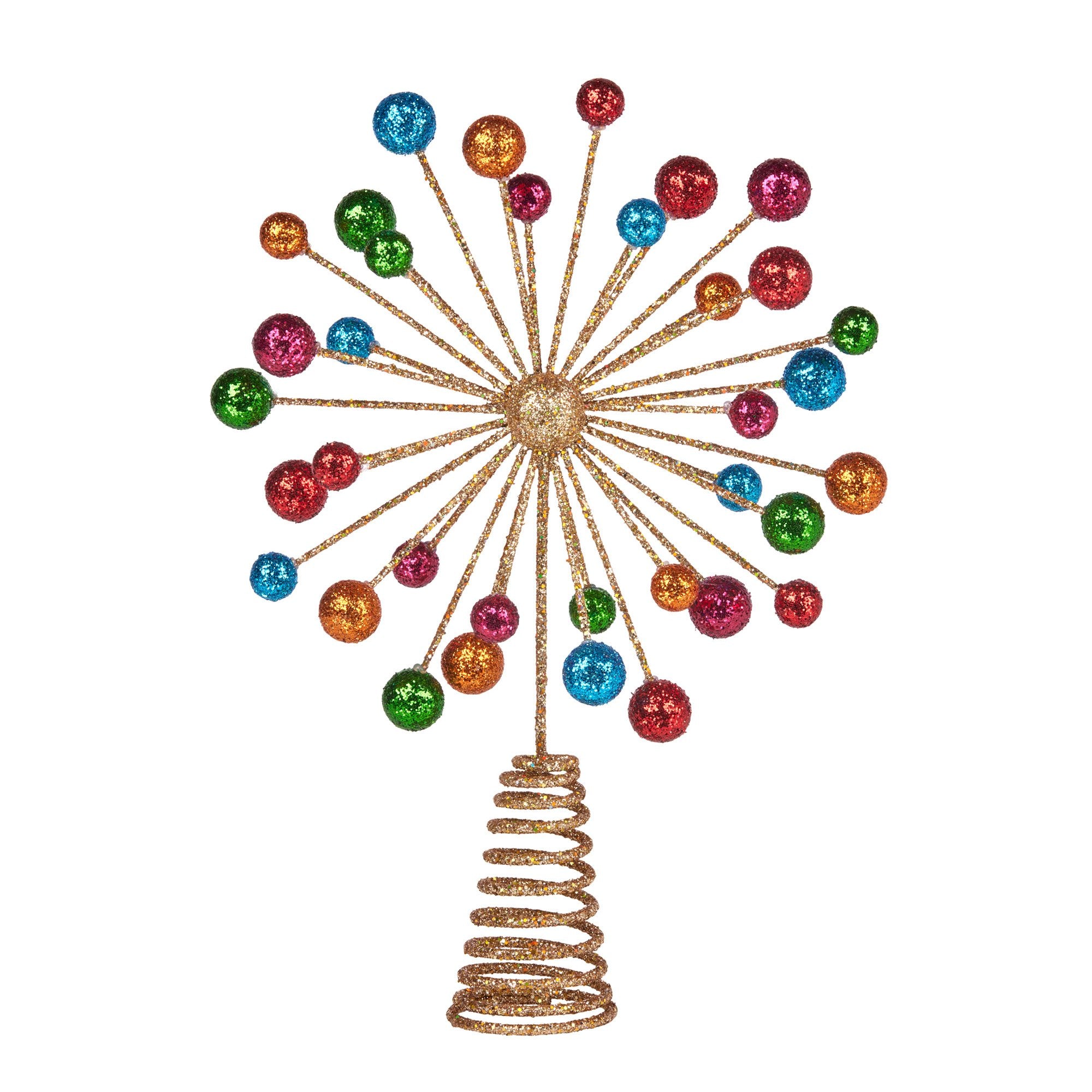 29CM Christmas Tree Topper – Gold Spikes, Multicolour Baubles