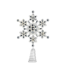 31CM Snowflake Christmas Tree Topper – Beaded Metal Design