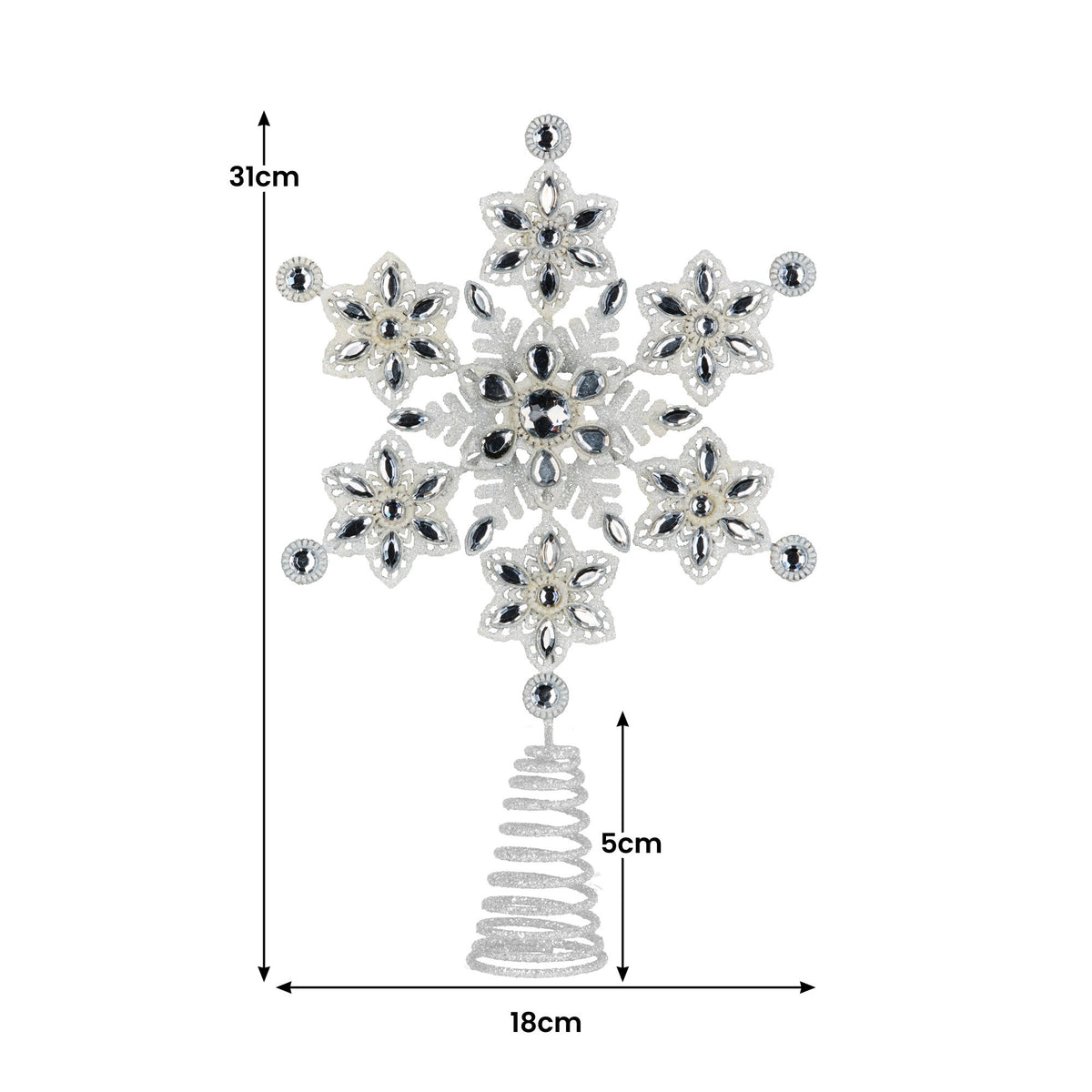 31CM Snowflake Tree Topper with Crystal Beads