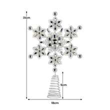 31CM Snowflake Christmas Tree Topper – Beaded Metal Design