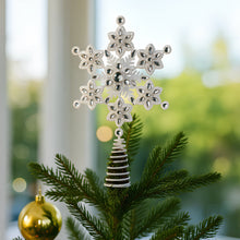 31CM Snowflake Christmas Tree Topper – Beaded Metal Design