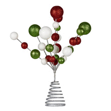 30cm Bauble Christmas Tree Topper – Red White Green Glitter