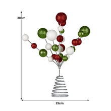 30cm Bauble Christmas Tree Topper – Red White Green Glitter