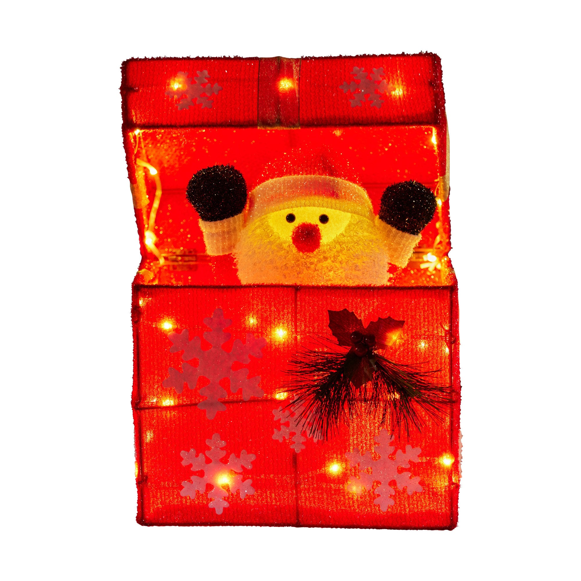 30CM Animated Santa Gift Box Christmas Display with 50 Warm White LEDs