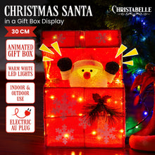 30CM Animated Santa Gift Box Christmas Display with 50 Warm White LEDs