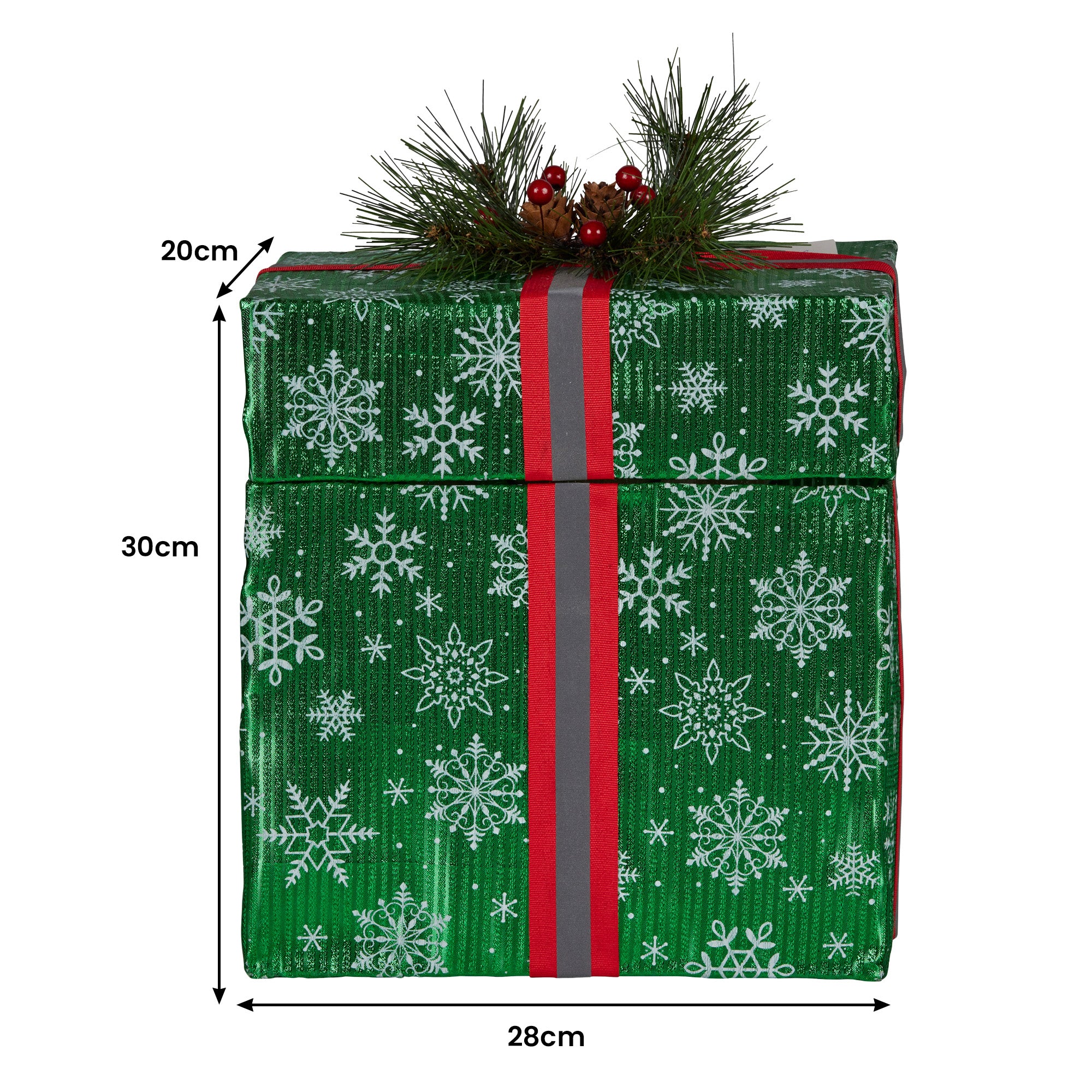 30CM Animated Elf Gift Box Display – 50 Warm White LED Lights