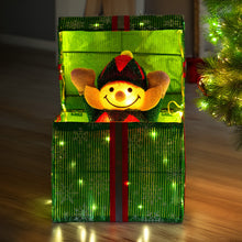30CM Animated Elf Gift Box Display – 50 Warm White LED Lights