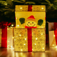 30CM Animated Snowman Gift Box Display – 50 Warm White LED Lights